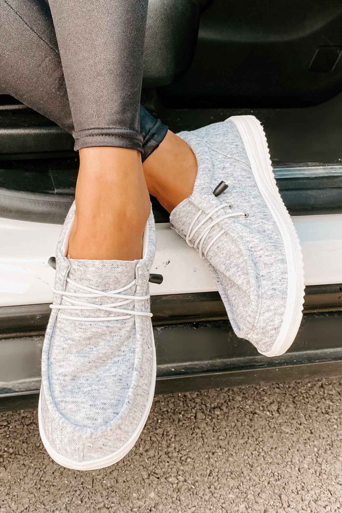 Routine Check Canvas Slip-On Sneakers (Light Grey) ?? NanaMacs