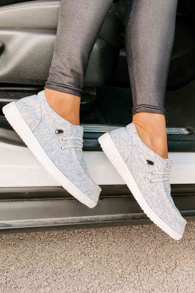 Routine Check Canvas Slip-On Sneakers (Light Grey) ?? NanaMacs - Image 2