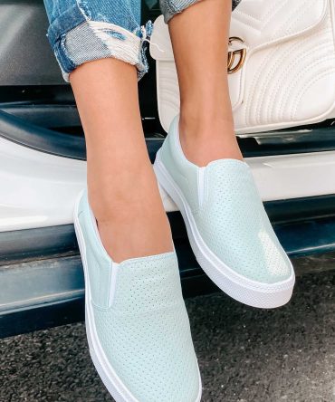 Tammy Perforated Slip-On Sneakers (Mint) ?? NanaMacs