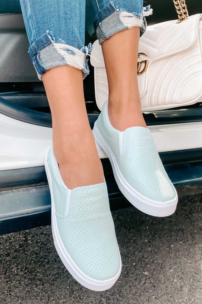 Tammy Perforated Slip-On Sneakers (Mint) ?? NanaMacs
