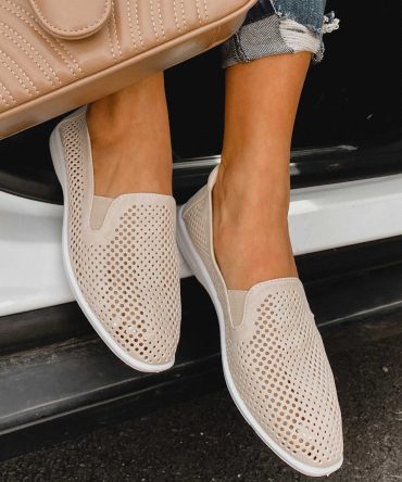 Phyllis Chinese Laundry Perforated Slip-On Sneaker (Beige) ?? NanaMacs