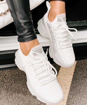Raise The Bar Steve Madden Chunky Rhinestone Sneakers (White Multi) ?? NanaMacs