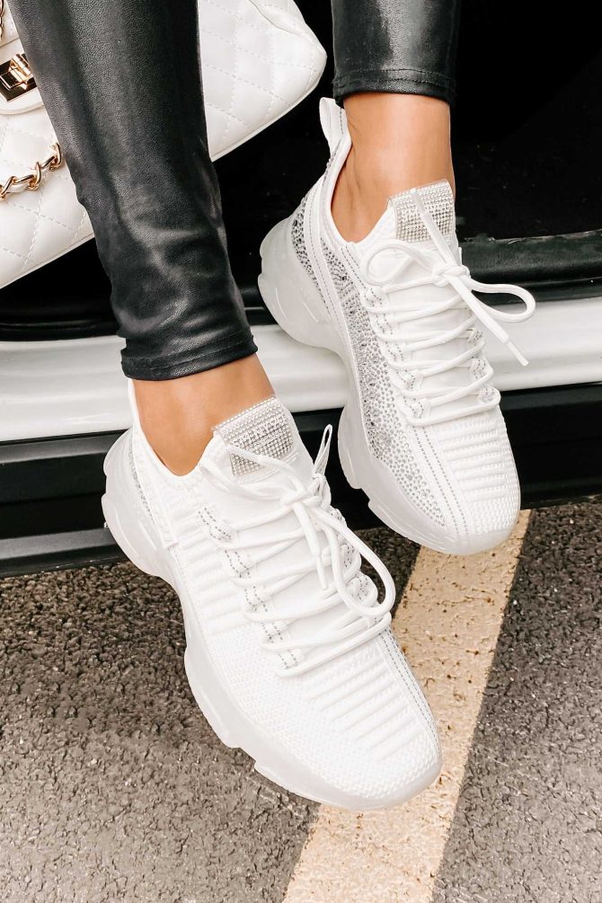 Raise The Bar Steve Madden Chunky Rhinestone Sneakers (White Multi) ?? NanaMacs