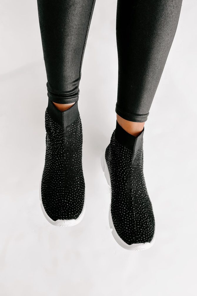 Real MVP Rhinestone Embellished Sock Knit Sneakers (Black) ?? NanaMacs - Image 4