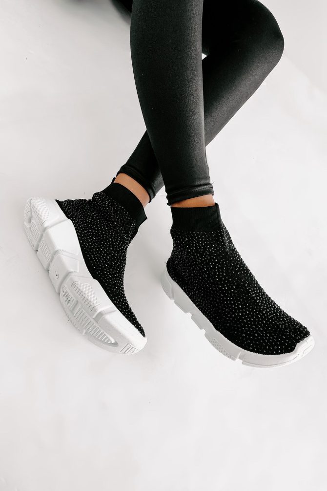 Real MVP Rhinestone Embellished Sock Knit Sneakers (Black) ?? NanaMacs - Image 2