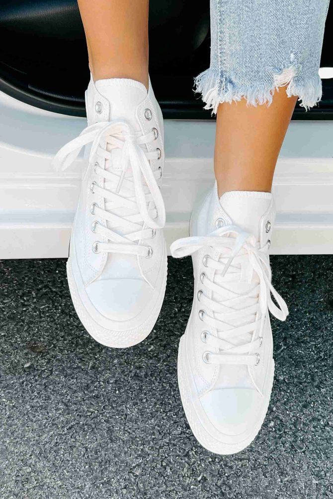 See For Yourself High-Top Canvas Sneakers (White) ?? NanaMacs - Image 3
