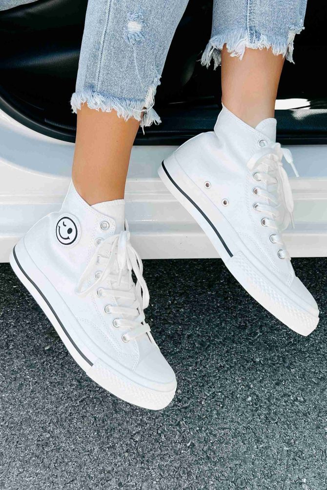 See For Yourself High-Top Canvas Sneakers (White) ?? NanaMacs - Image 2