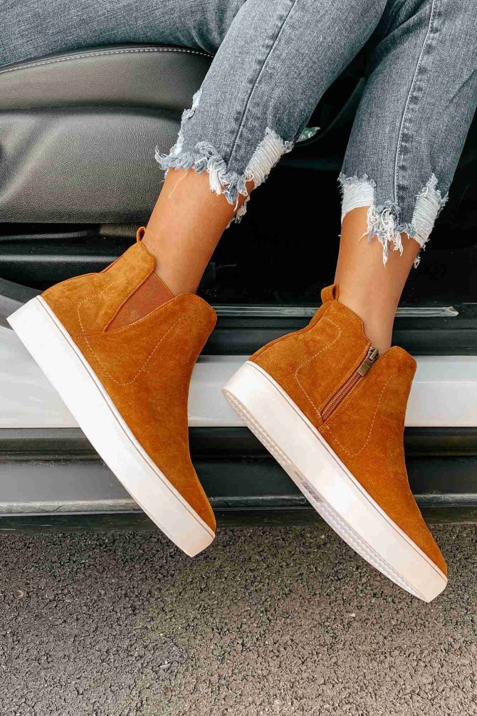 Suede Sweetie Faux Suede High Top Sneakers (Camel) ?? NanaMacs - Image 2