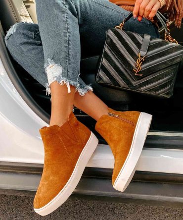 Suede Sweetie Faux Suede High Top Sneakers (Camel) ?? NanaMacs