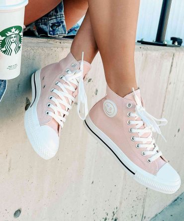 See For Yourself High-Top Canvas Sneakers (Blush) ?? NanaMacs