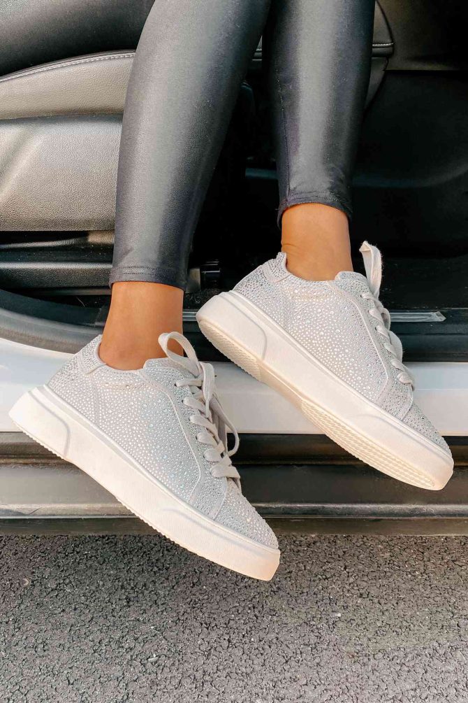 Moment In The Spotlight Madden Girl Lace-Up Rhinestone Sneakers (Grey) ?? NanaMacs - Image 4