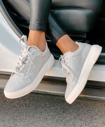 Moment In The Spotlight Madden Girl Lace-Up Rhinestone Sneakers (Grey) ?? NanaMacs