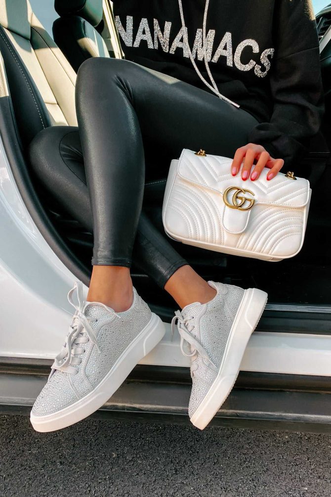 Moment In The Spotlight Madden Girl Lace-Up Rhinestone Sneakers (Grey) ?? NanaMacs - Image 3