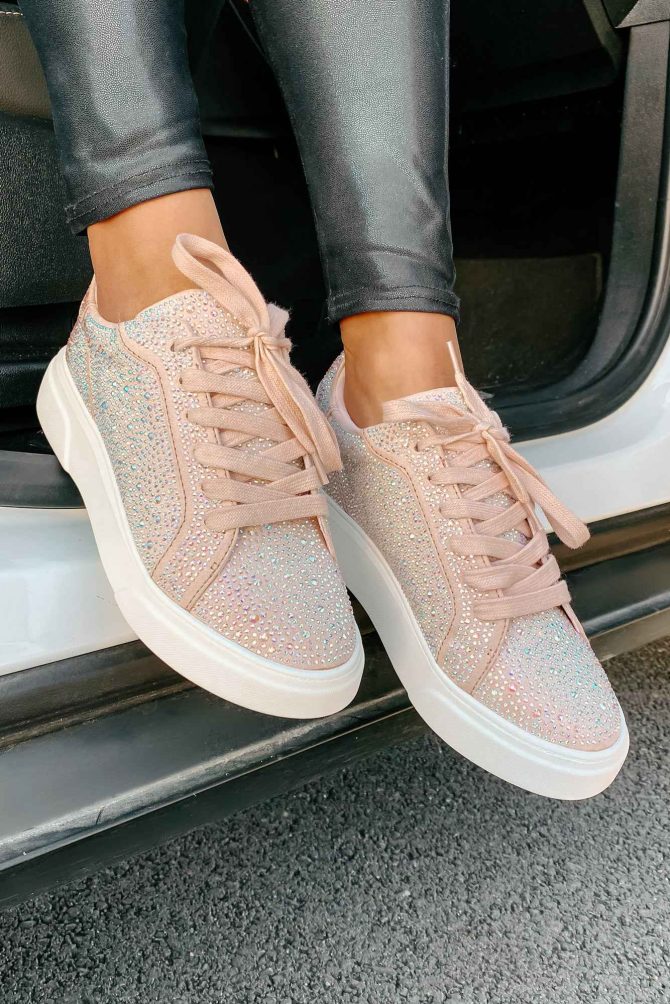Moment In The Spotlight Madden Girl Lace-Up Rhinestone Sneakers (Blush ?? NanaMacs - Image 2