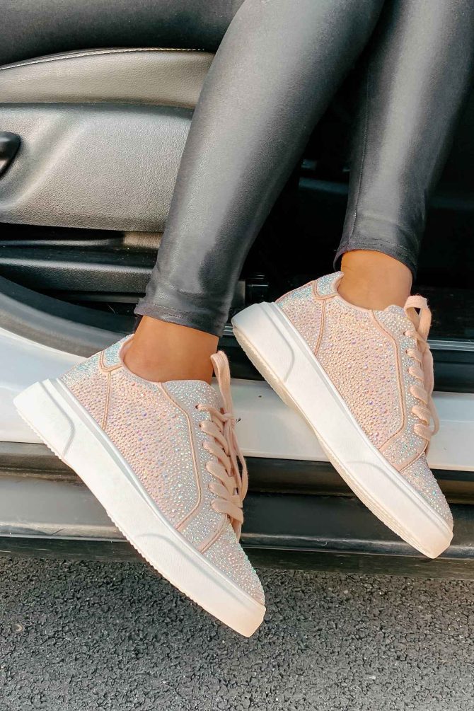 Moment In The Spotlight Madden Girl Lace-Up Rhinestone Sneakers (Blush ?? NanaMacs - Image 4