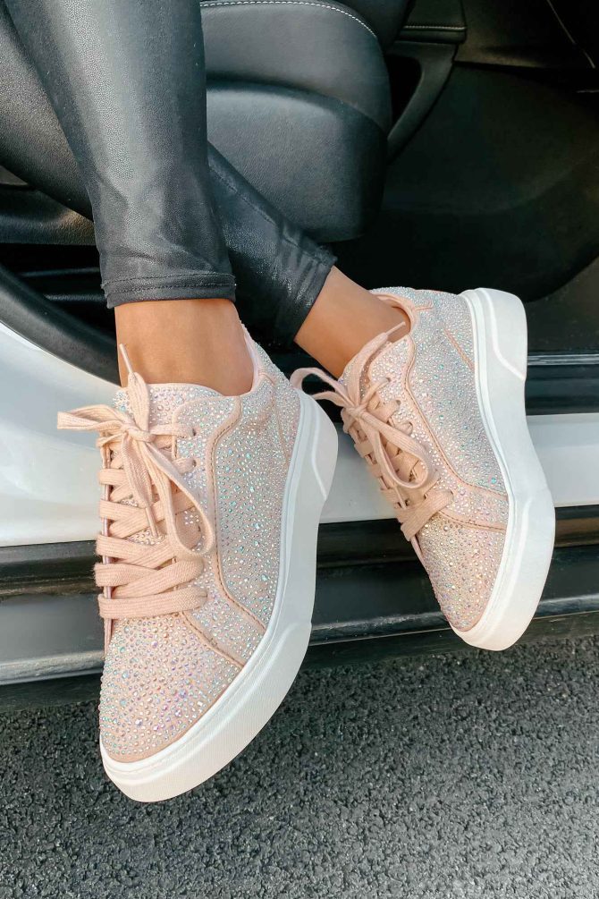 Moment In The Spotlight Madden Girl Lace-Up Rhinestone Sneakers (Blush ?? NanaMacs - Image 3