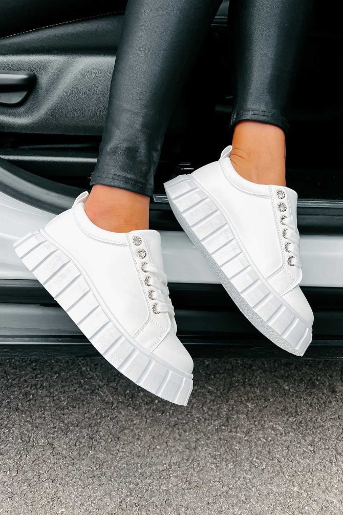 She's On Trend Chunky Lace-Up Sneakers (White) ?? NanaMacs - Image 2