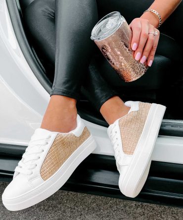 Island Casual Woven Straw Sneakers (Light Tan Rafia/White) ?? NanaMacs
