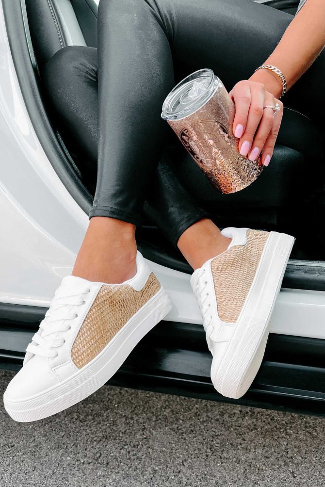 Island Casual Woven Straw Sneakers (Light Tan Rafia/White) ?? NanaMacs