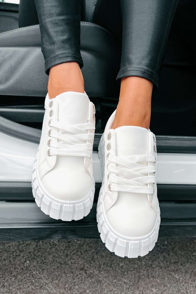 She's On Trend Chunky Lace-Up Sneakers (White) ?? NanaMacs - Image 3