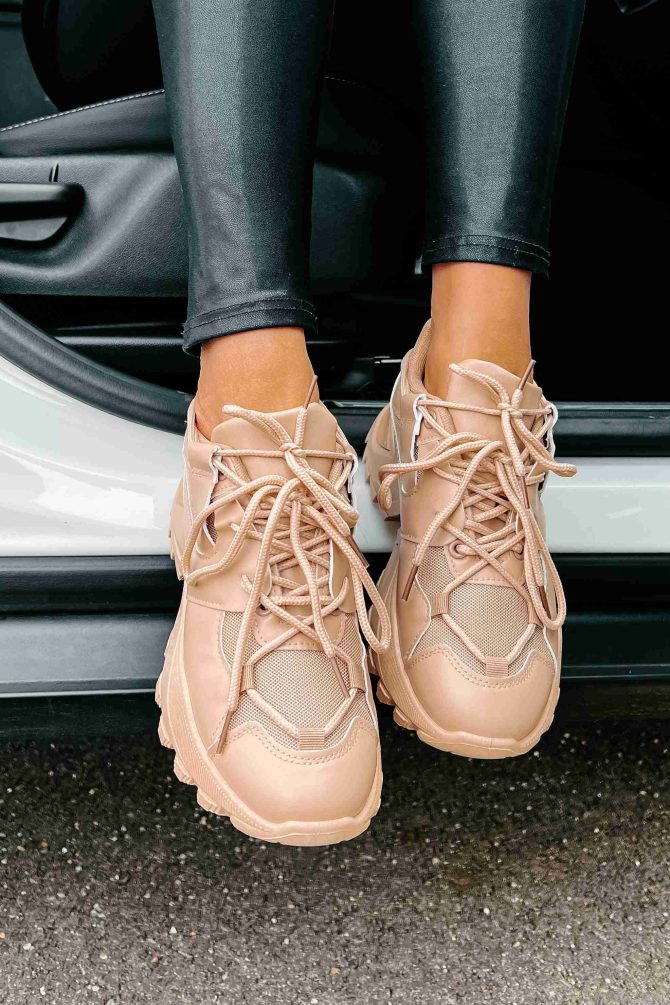 Kelia Chunky Double-Lace Sneakers (Nude) ?? NanaMacs - Image 2