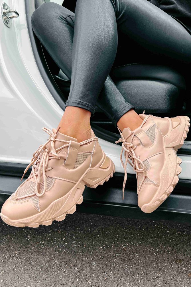 Kelia Chunky Double-Lace Sneakers (Nude) ?? NanaMacs - Image 4