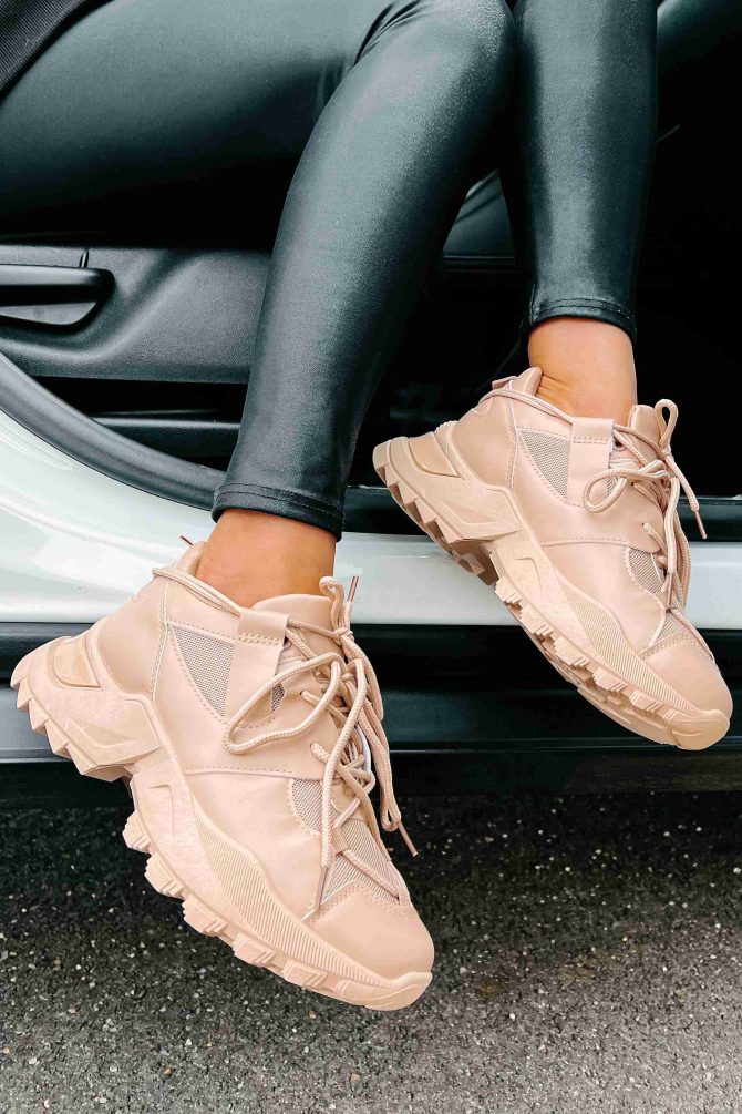 Kelia Chunky Double-Lace Sneakers (Nude) ?? NanaMacs - Image 3