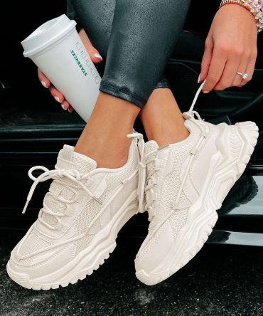 Talk Me Up Chunky Dad Sneakers (Beige) ?? NanaMacs