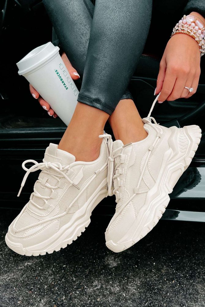 Talk Me Up Chunky Dad Sneakers (Beige) ?? NanaMacs