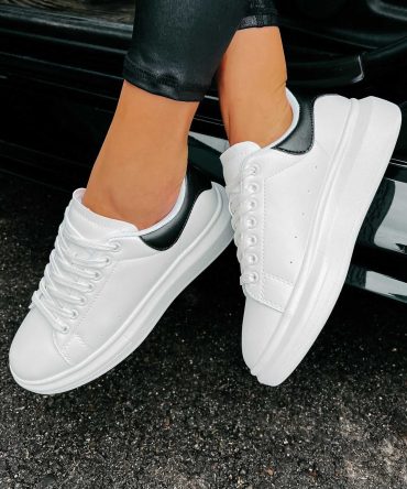 Sidewalk Strut Platform Sneaker (White/Black) ?? NanaMacs