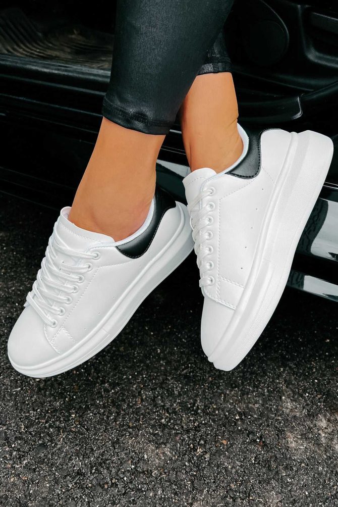 Sidewalk Strut Platform Sneaker (White/Black) ?? NanaMacs